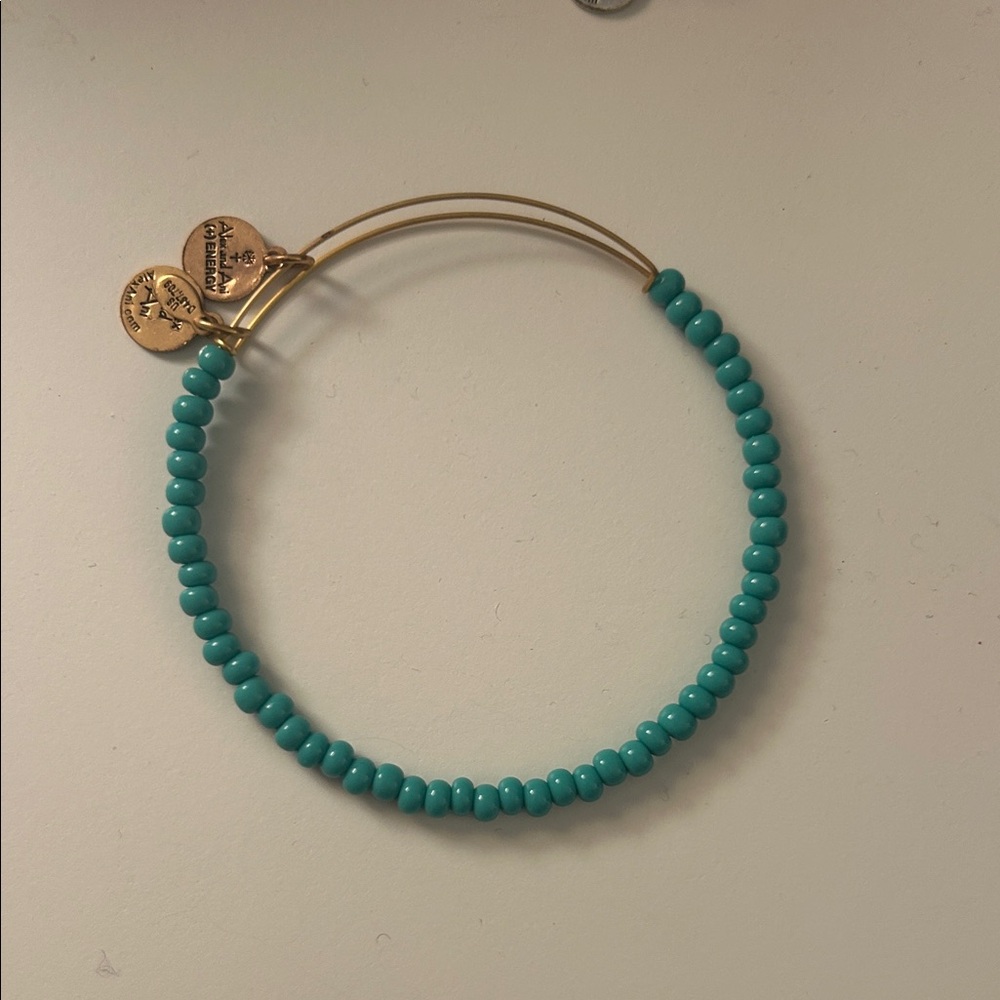 Alex and Ani Gold and Turquoise Beaded Bracelet